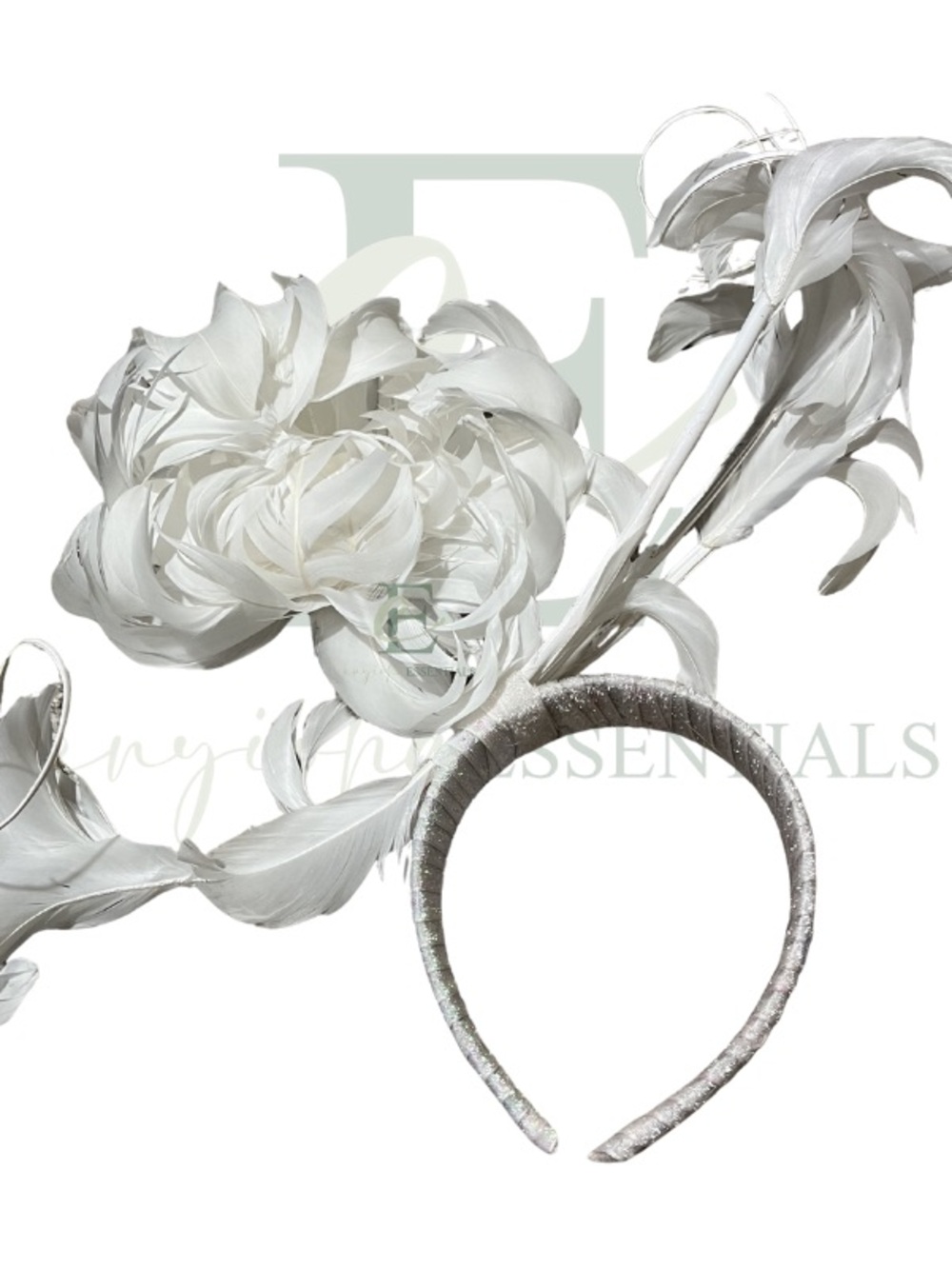 White Empress Peony Feather Fascinator